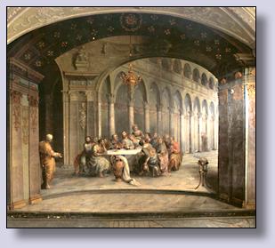 Obraz Poslední večeře Páně v refektáři. M. Fuchs 1816.